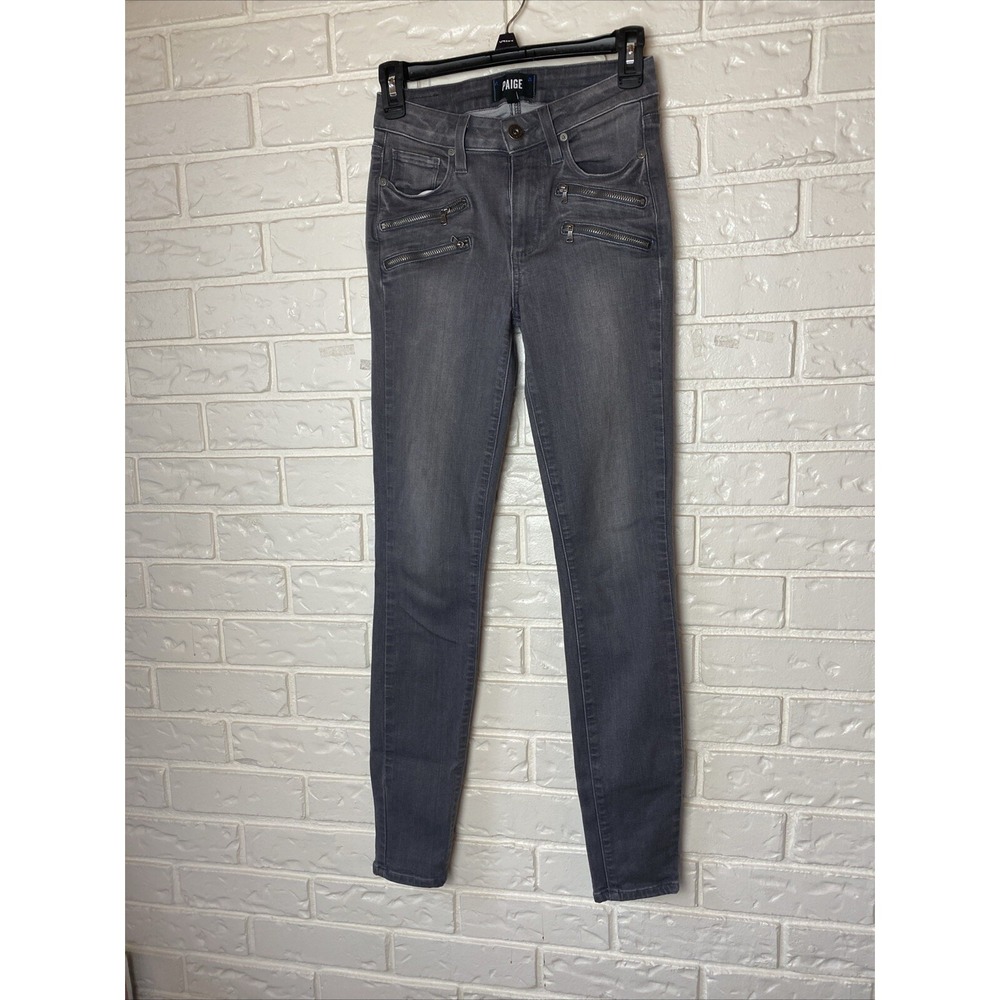 Paige‎ Womens Skinny Jeans Gray Wash Size 24 Skater Grunge Goth